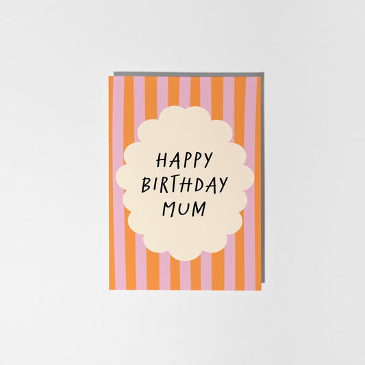 Happy Birthday Mum Card, Colourful Striped Greeting Card for He - PulpKo