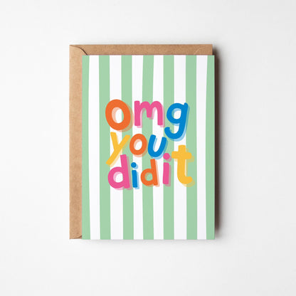 OMG You Did It! Congratulations, Well Done, Achievement Card - PulpKo