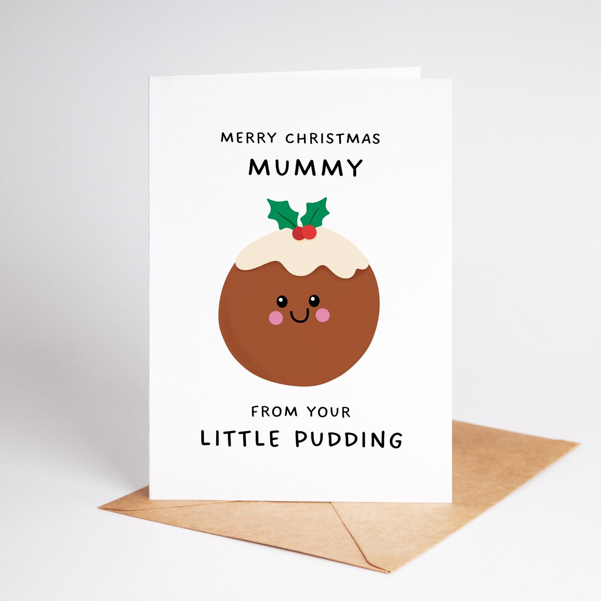 Christmas Card for Mum From Your Little Pudding, Cute Funny Christmas Card for Mummy - PulpKo