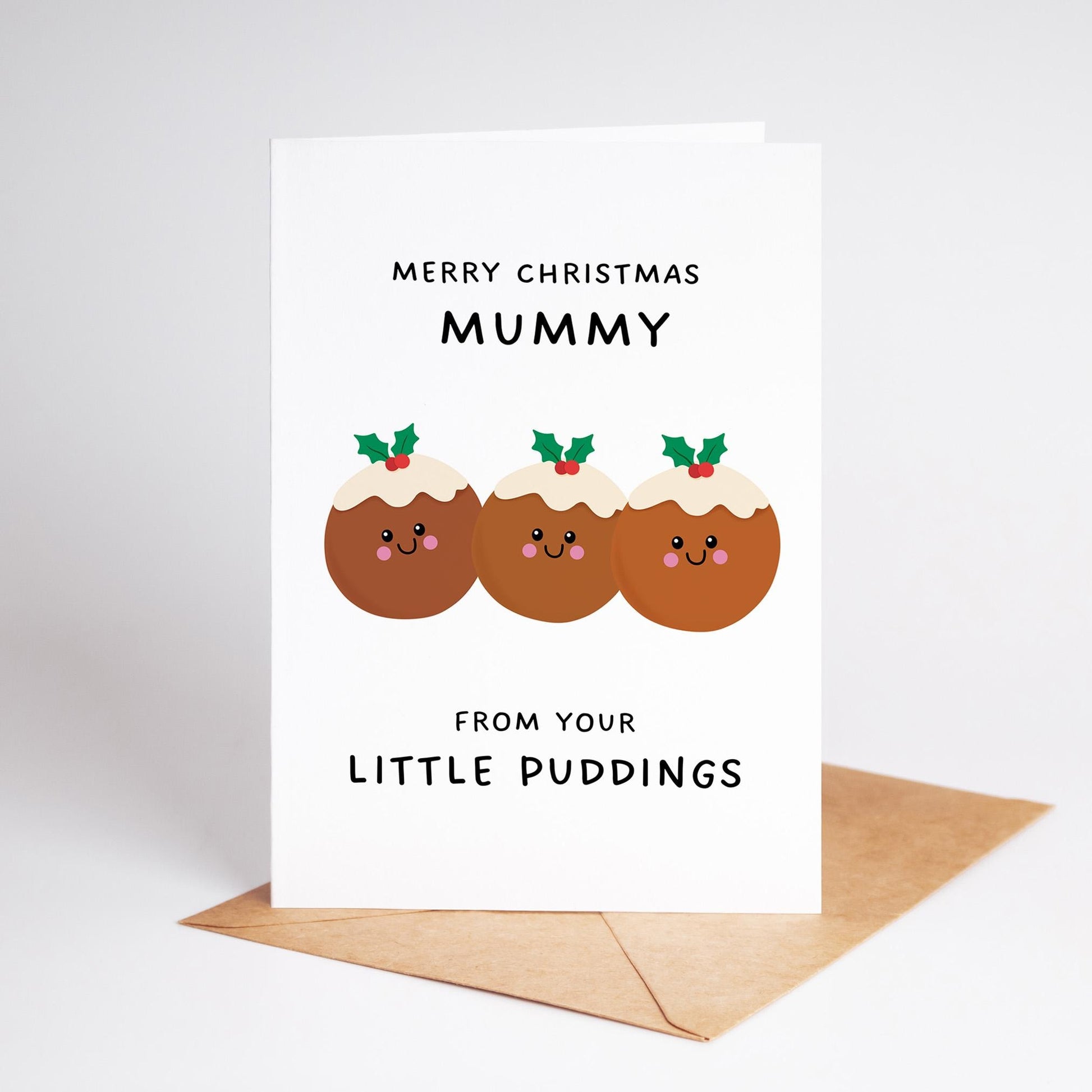 Christmas Card for Mum From Your Little Puddings, Cute Funny Christmas Card from Kids - PulpKo