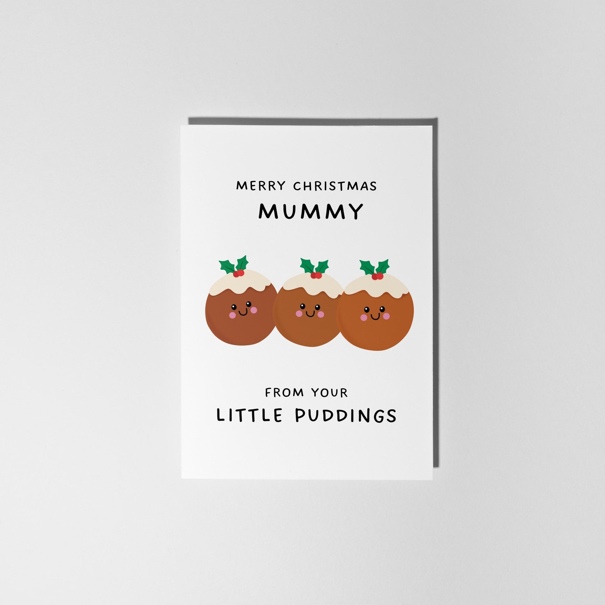 Christmas Card for Mum From Your Little Puddings, Cute Funny Christmas Card from Kids - PulpKo