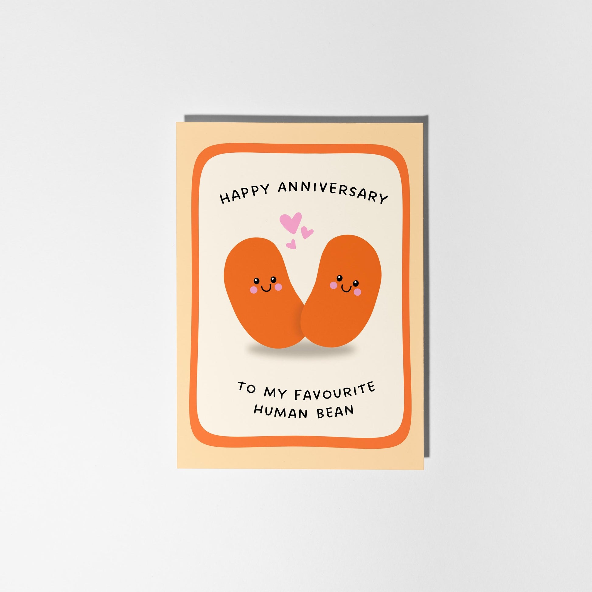 Funny Anniversary Card, To My Favourite Human Bean, Cute Pun Card for Partner or Couple - PulpKo