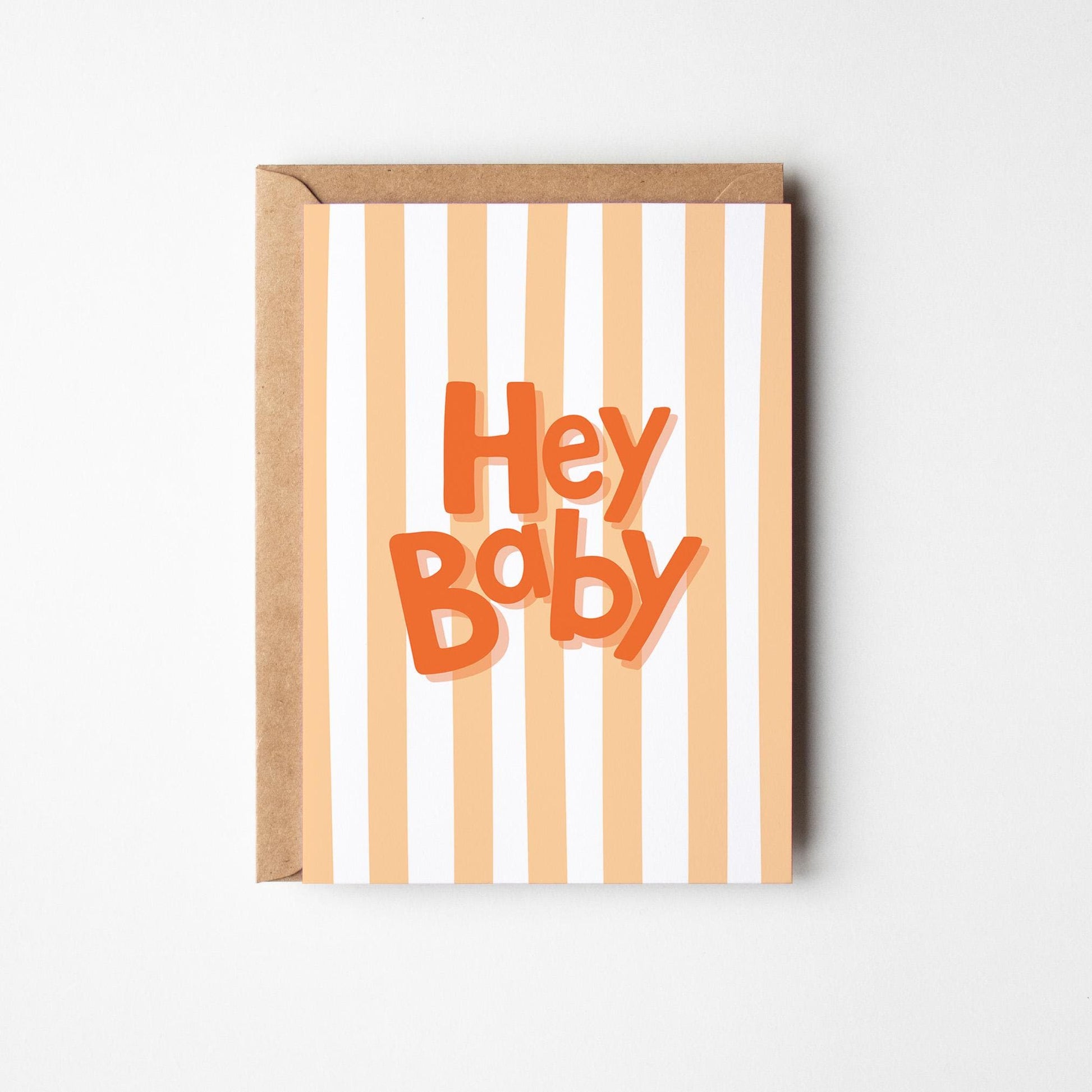 Hey Baby Card, Gender Neutral New Baby Card, Baby Shower or Pregnancy Card - PulpKo