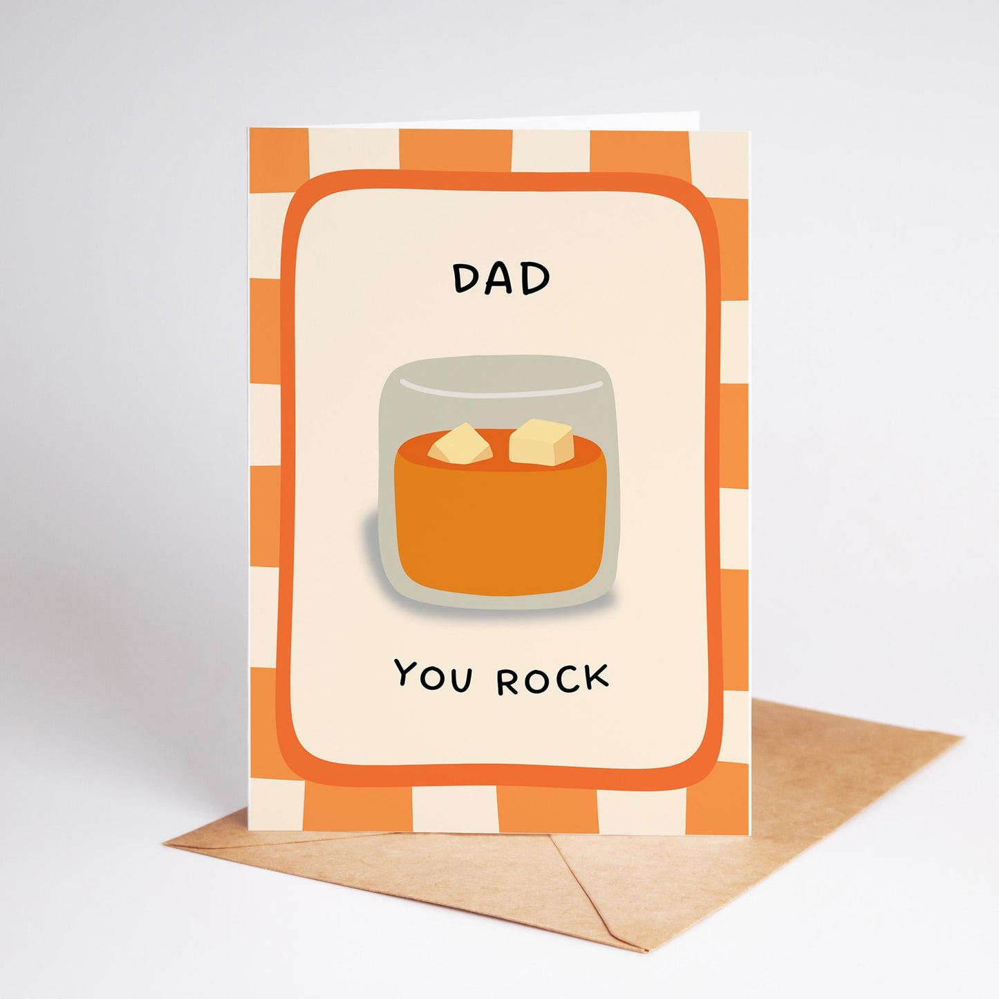 Dad You Rock Card, Funny Dad Birthday Card, Whisky Glass Card for Father’s Day or Birthday - PulpKo