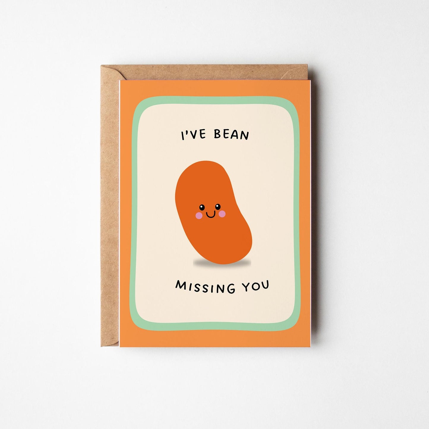 I’ve Bean Missing You Card, Cute Pun Friendship Card, Cute Thinking of You Card - PulpKo