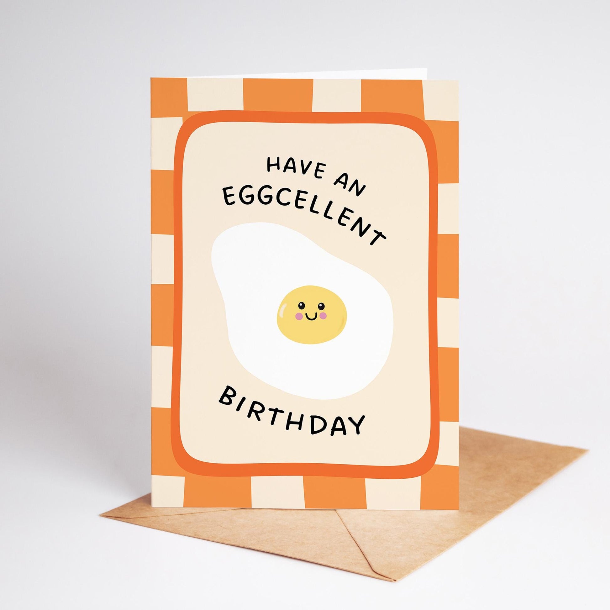Funny Pun Birthday Card, Have an Eggcellent Birthday Greeting Card, Birthday Card for Family or Friends - PulpKo