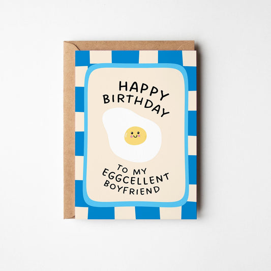 Eggcellent Boyfriend Birthday Card, Birthday Card for Boyfriend - PulpKo