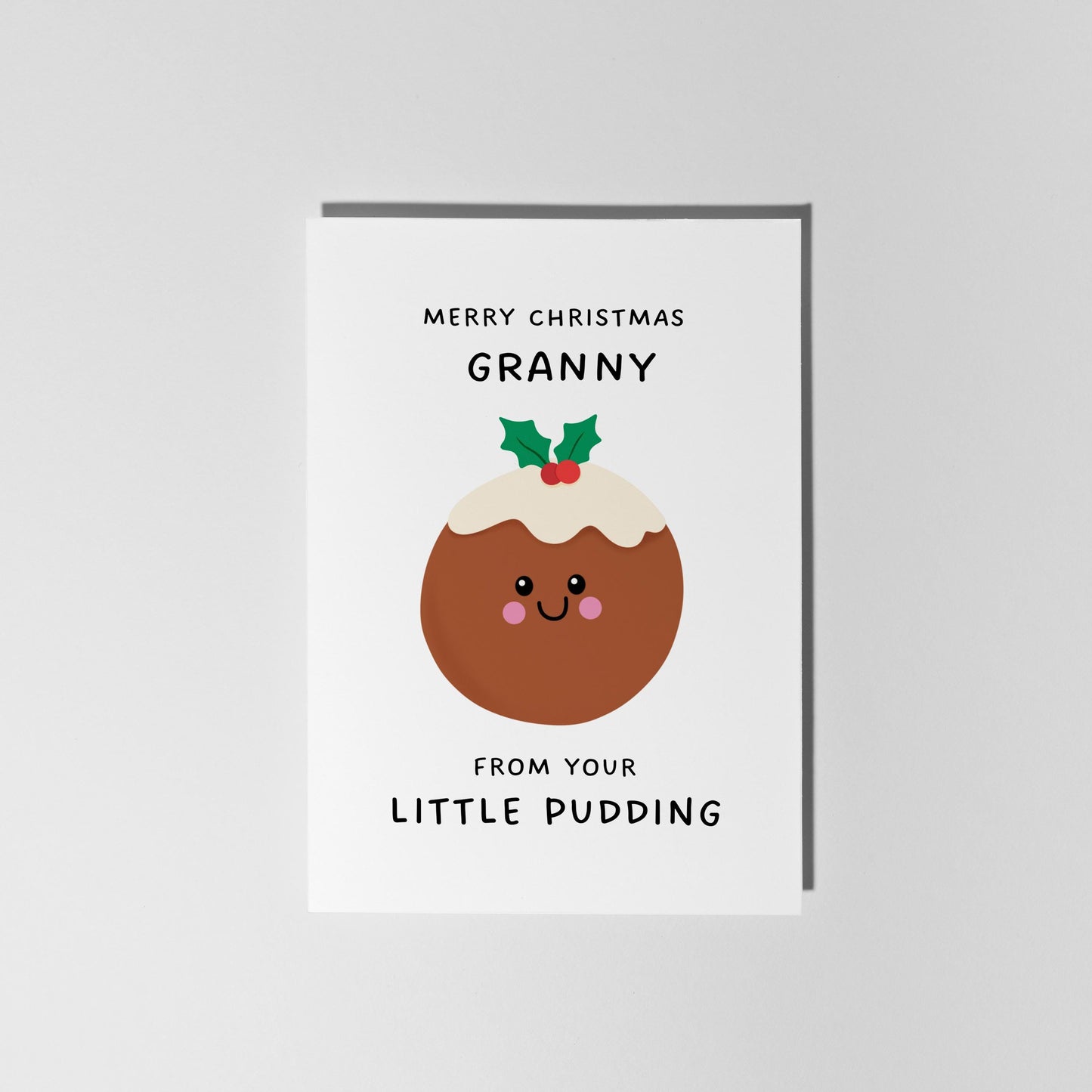 Merry Christmas Granny From Your Little Pudding, Christmas Card for Granny - PulpKo