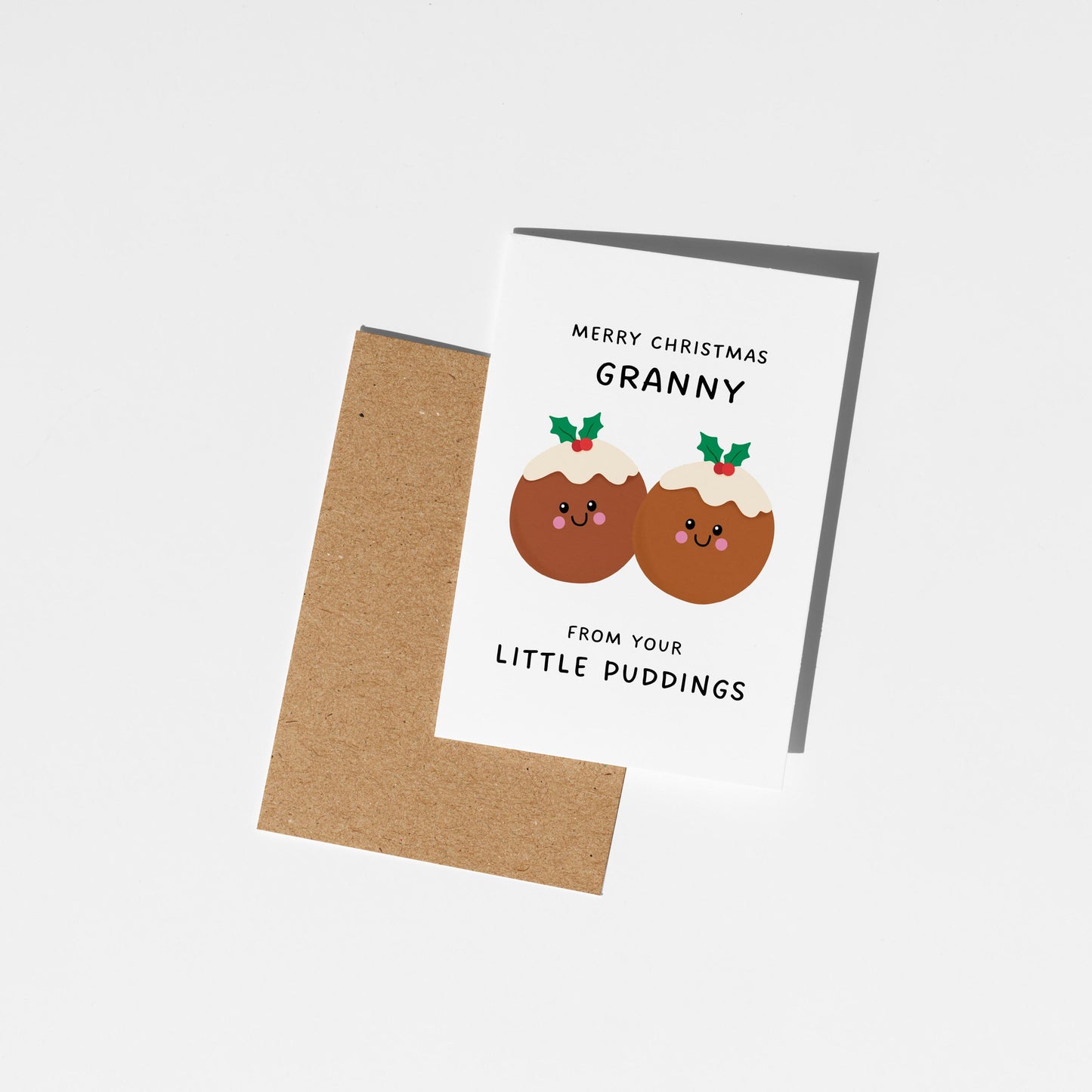 Christmas Card for Granny from Grandkids, Little Puddings Xmas Card for Grandmother - PulpKo