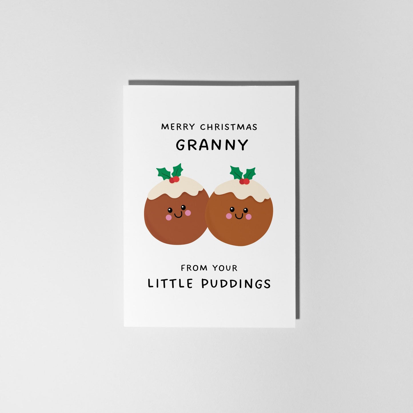 Christmas Card for Granny from Grandkids, Little Puddings Xmas Card for Grandmother - PulpKo
