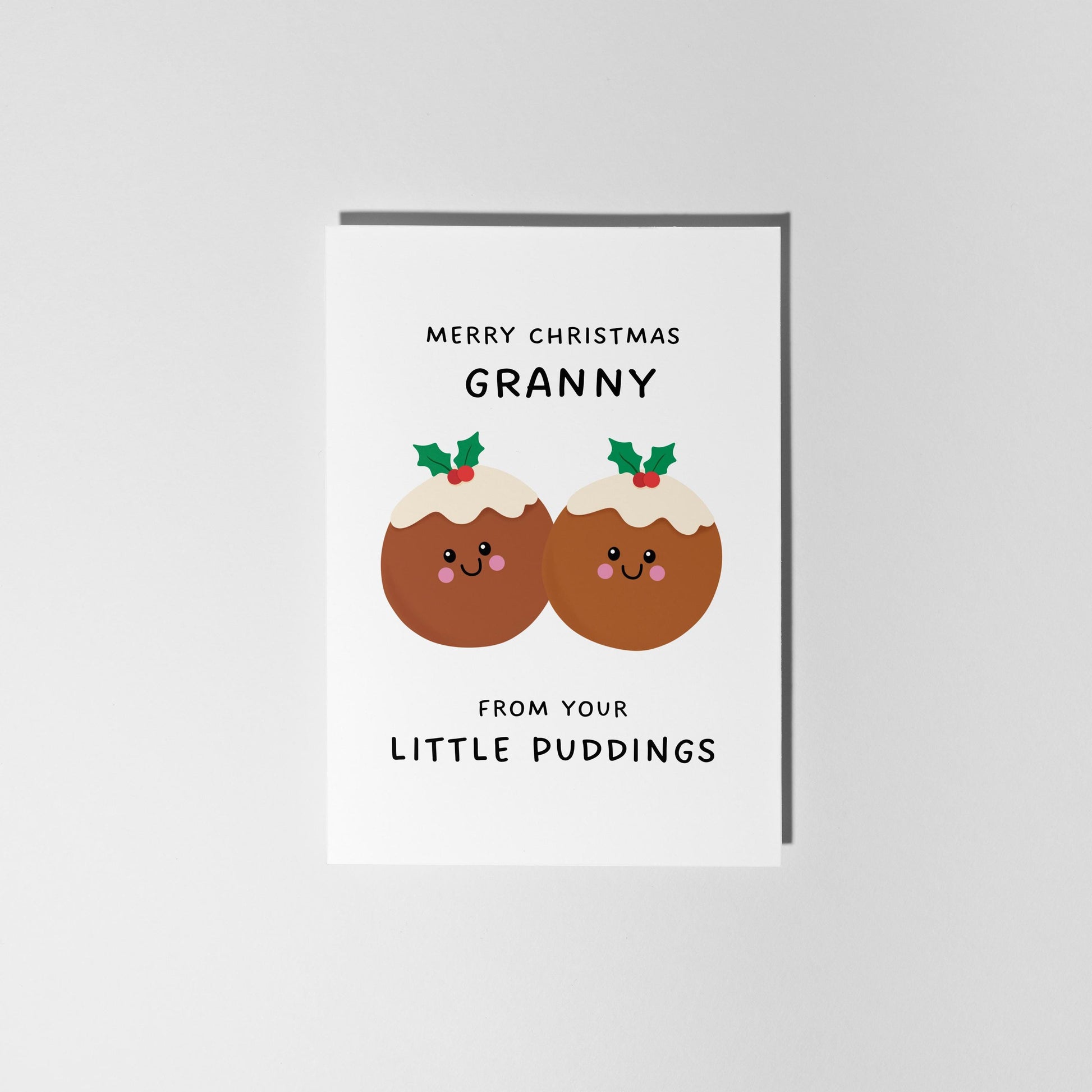 Christmas Card for Granny from Grandkids, Little Puddings Xmas Card for Grandmother - PulpKo