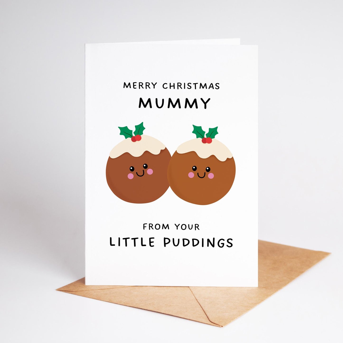 Christmas Card for Mum From Your Little Puddings, Cute Funny Christmas Card from Kids - PulpKo