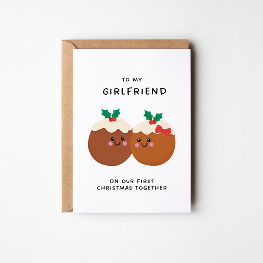 To My Girlfriend on Our First Christmas Together Card, Christmas Card for Girlfriend - PulpKo