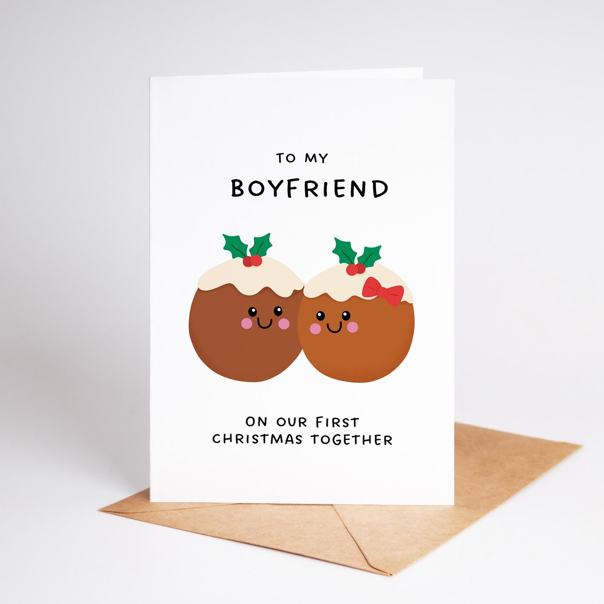 To My Boyfriend on Our First Christmas Together Card, Christmas Card for Boyfriend - PulpKo