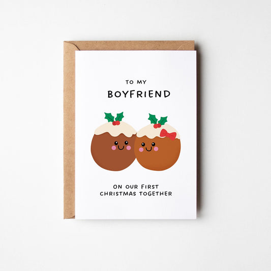 To My Boyfriend on Our First Christmas Together Card, Christmas Card for Boyfriend - PulpKo
