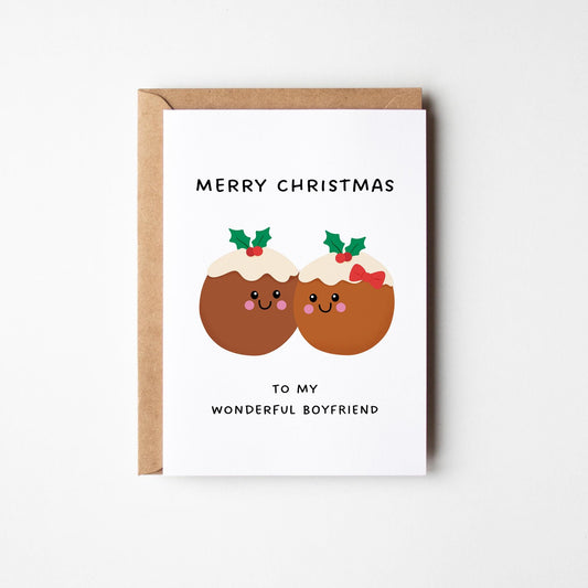 Merry Christmas To My Wonderful Boyfriend Card, Christmas Card for Boyfriend - PulpKo