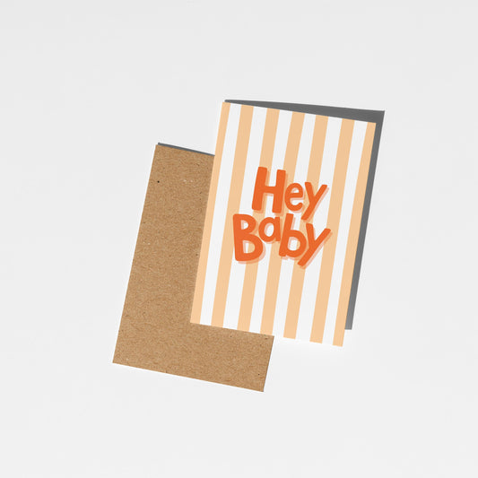 Hey Baby Card, Gender Neutral New Baby Card, Baby Shower or Pregnancy Card - PulpKo