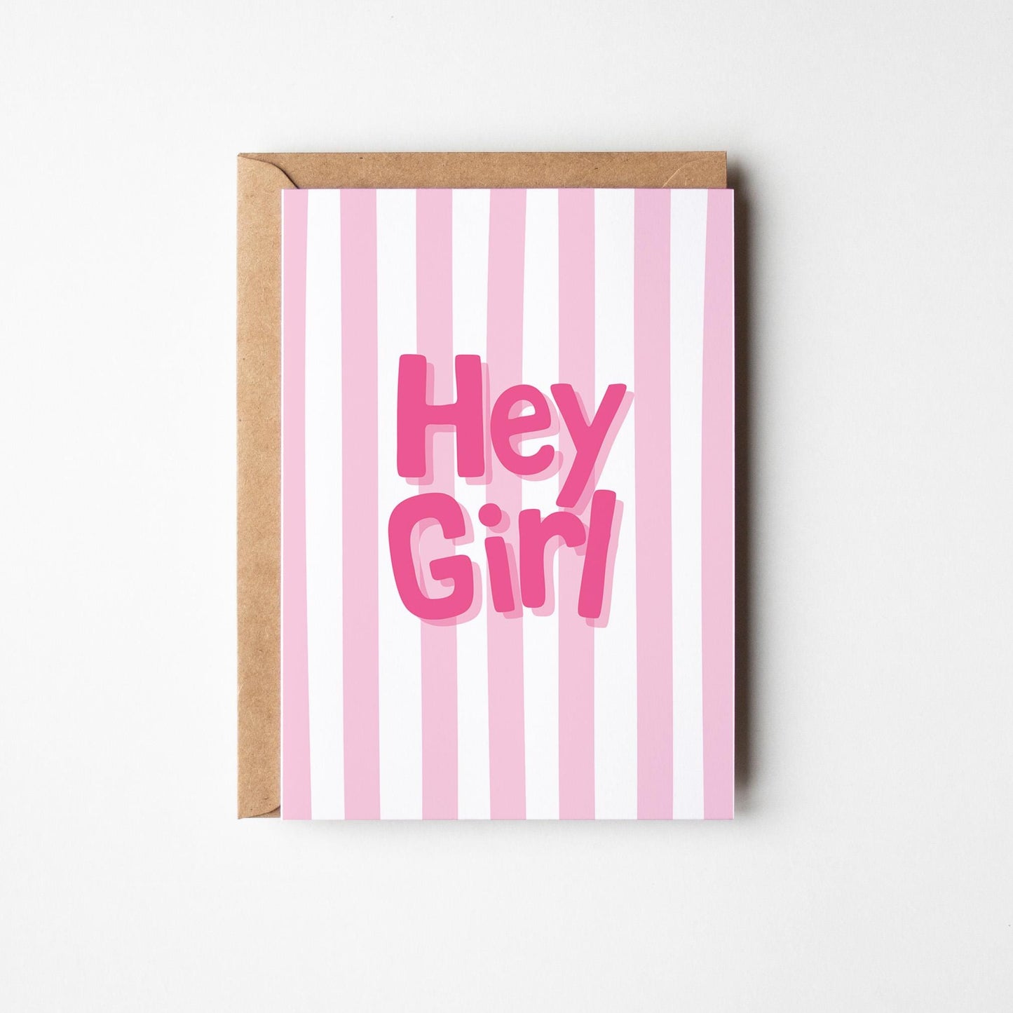 Hey Girl Baby Card, New Baby Girl Card, Baby Shower or Pregnancy Card - PulpKo