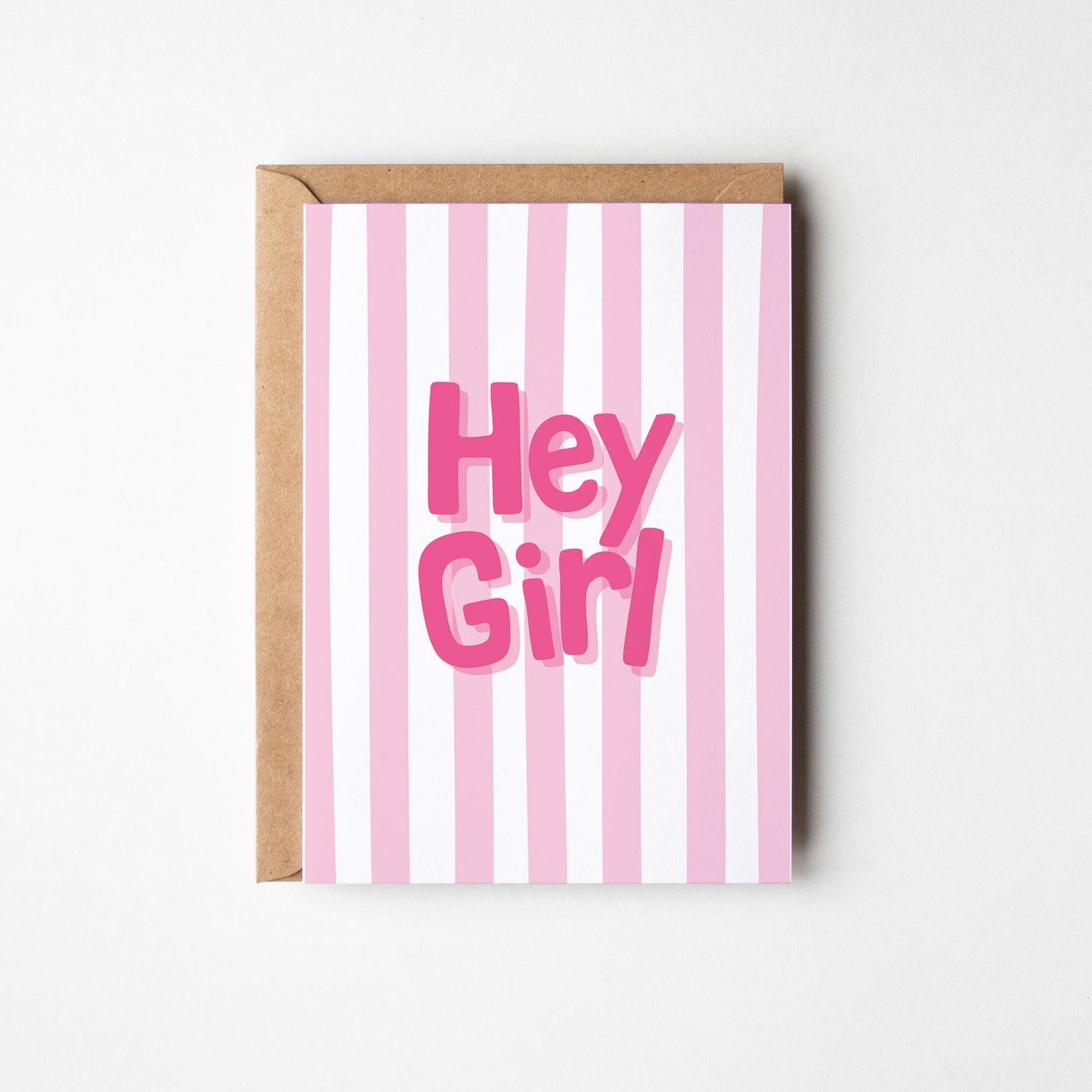 Hey Girl Baby Card, New Baby Girl Card, Baby Shower or Pregnancy Card - PulpKo