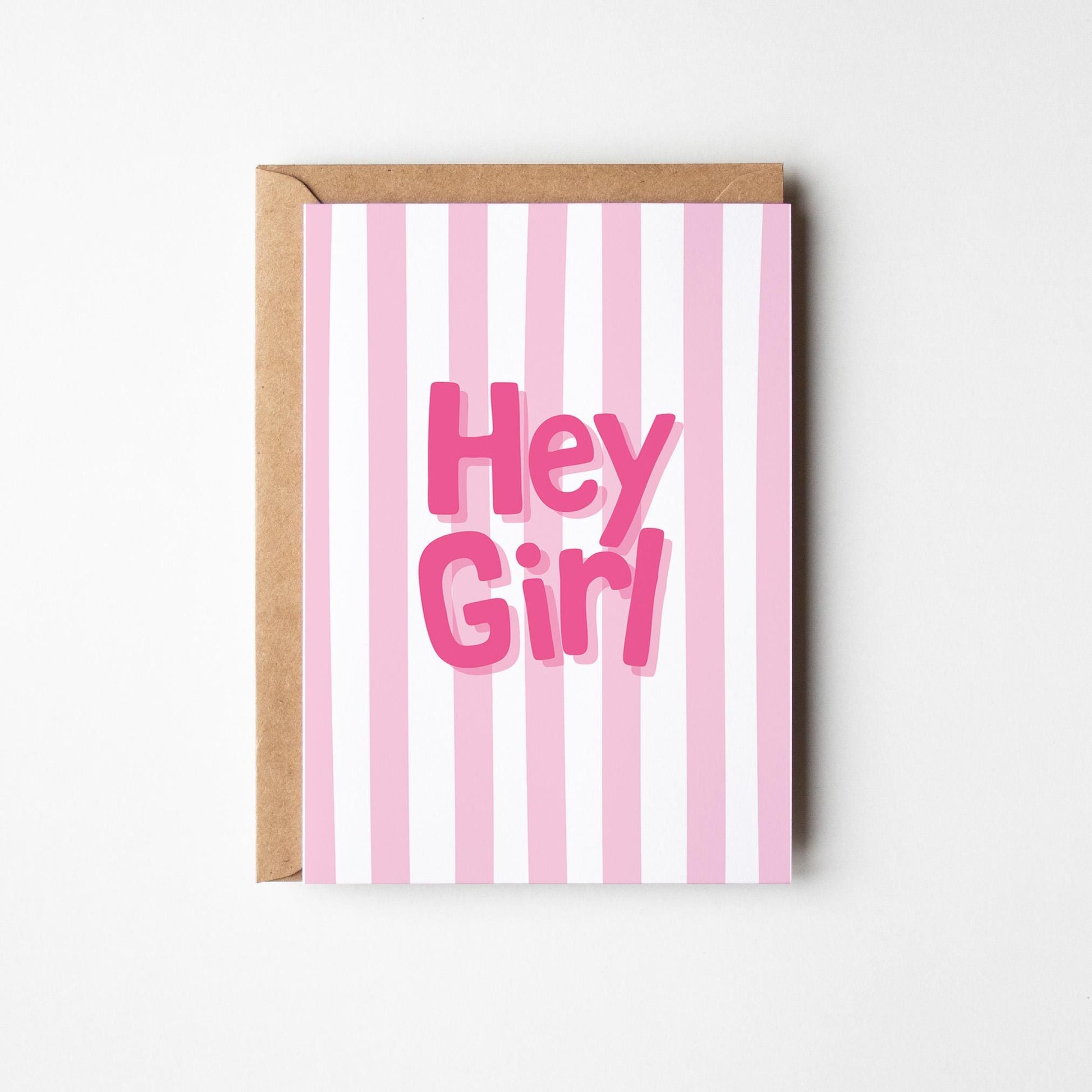 Hey Girl Baby Card, New Baby Girl Card, Baby Shower or Pregnancy Card - PulpKo
