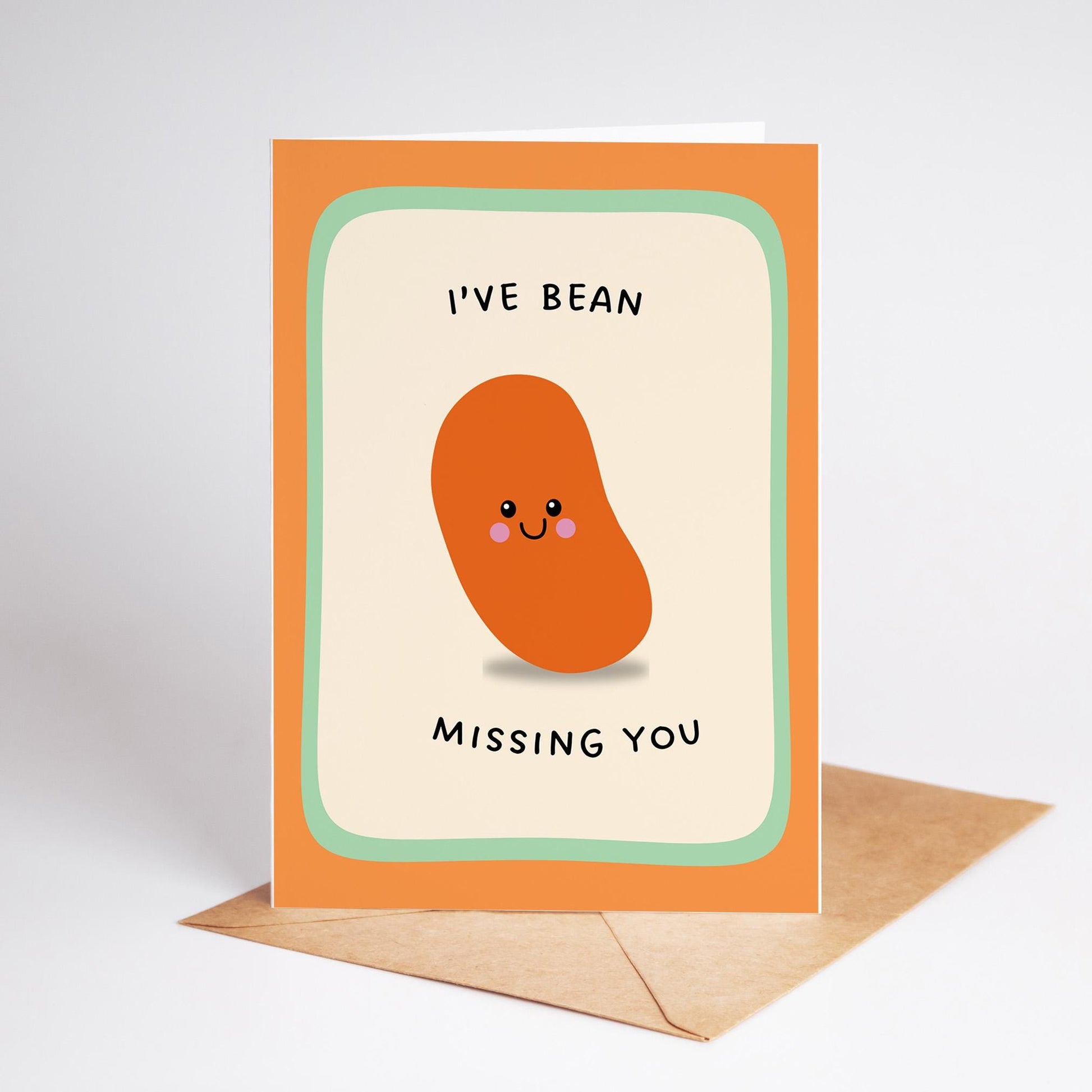 I’ve Bean Missing You Card, Cute Pun Friendship Card, Cute Thinking of You Card - PulpKo