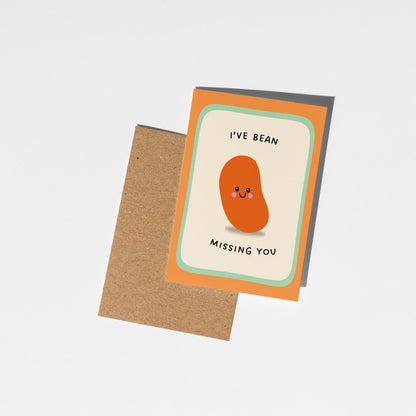 I’ve Bean Missing You Card, Cute Pun Friendship Card, Cute Thinking of You Card - PulpKo