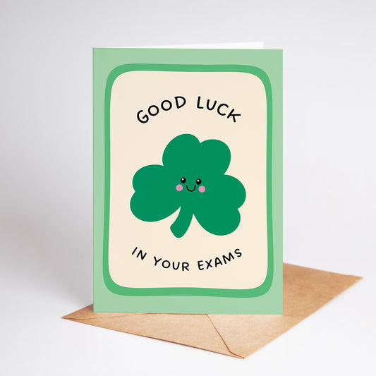 Good Luck in Your Exams, Shamrock Good Luck Card - PulpKo