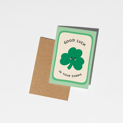 Good Luck in Your Exams, Shamrock Good Luck Card - PulpKo