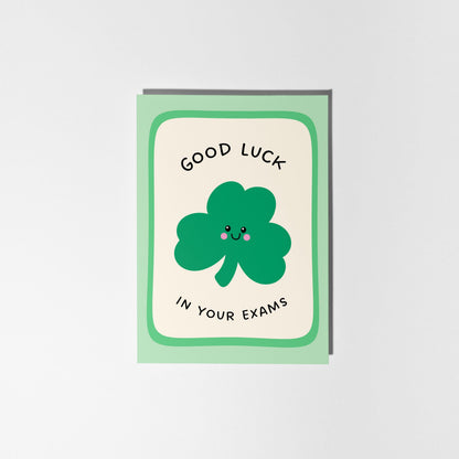 Good Luck in Your Exams, Shamrock Good Luck Card - PulpKo