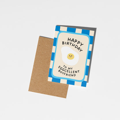 Eggcellent Boyfriend Birthday Card, Birthday Card for Boyfriend - PulpKo