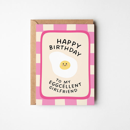 Eggcellent Girlfriend Birthday Card, Birthday Card for Girlfriend - PulpKo