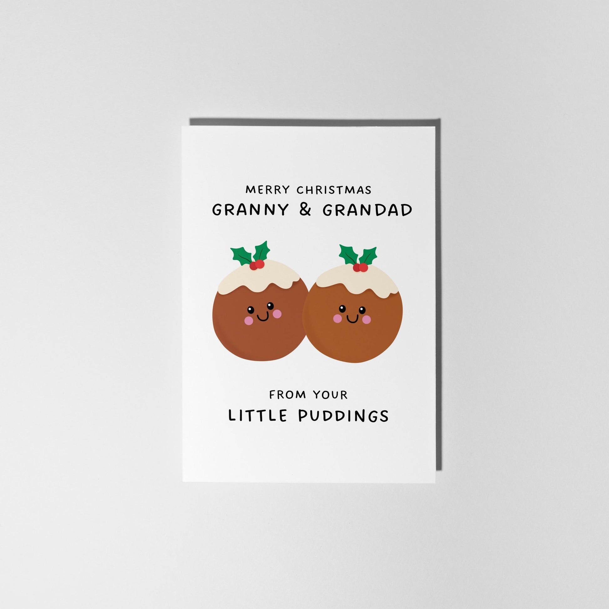 Merry Christmas Granny & Grandad From Your Little Puddings, Christmas Card for Grandparents - PulpKo