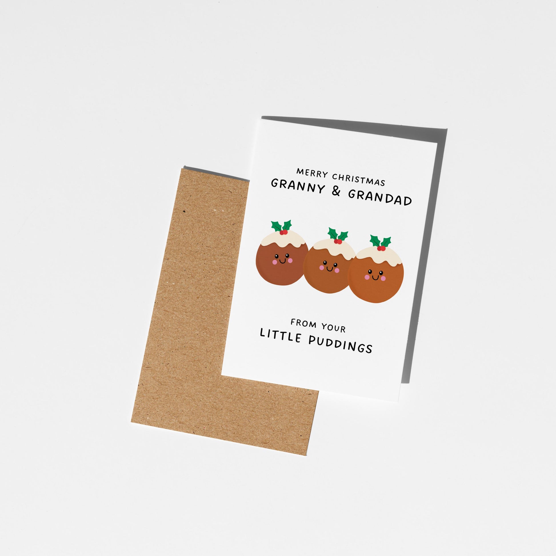 Merry Christmas Granny & Grandad From Your Little Puddings, Christmas Card for Grandparents - PulpKo
