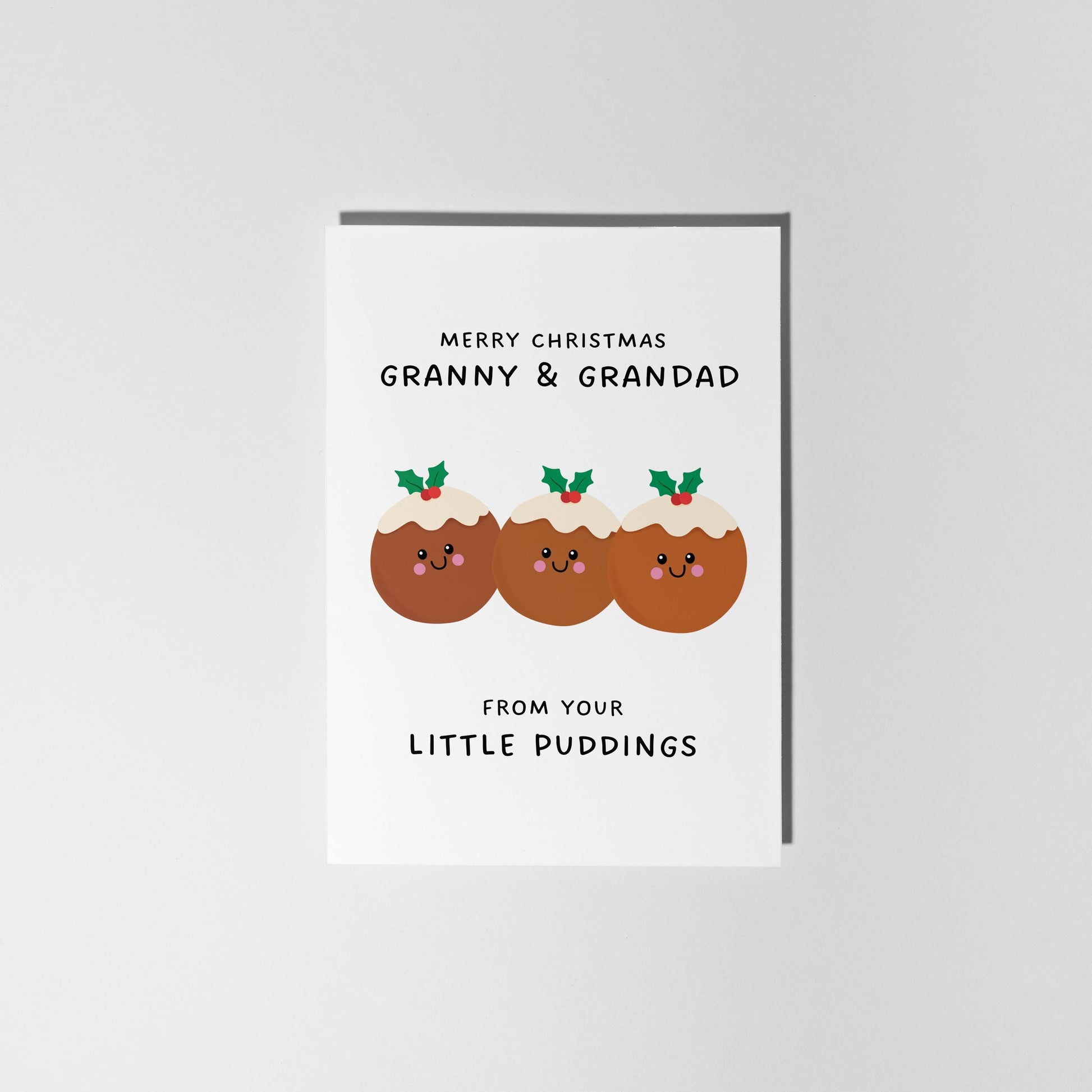 Merry Christmas Granny & Grandad From Your Little Puddings, Christmas Card for Grandparents - PulpKo