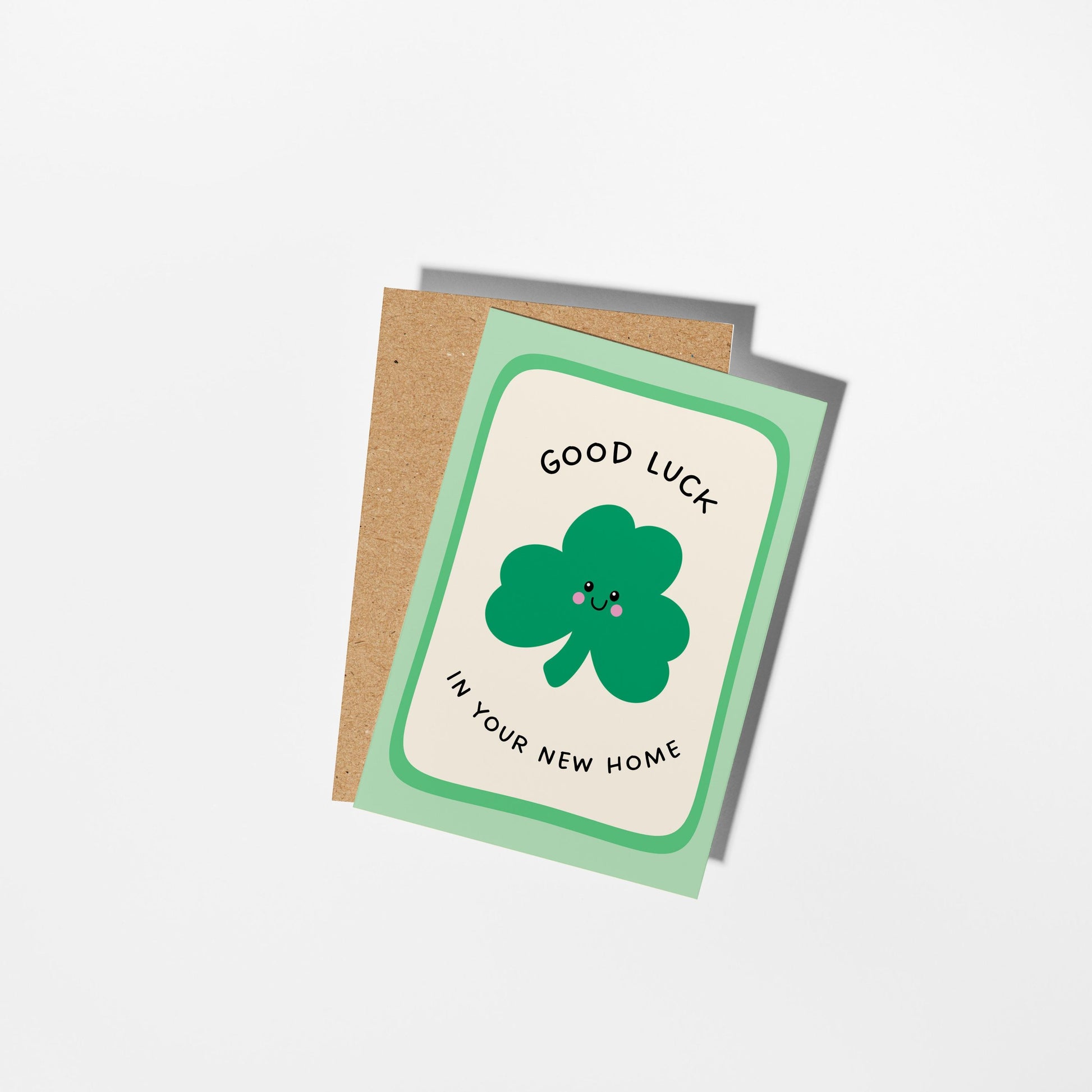 Good Luck in Your New Home Card, Shamrock New Home Card, Housewarming Card - PulpKo