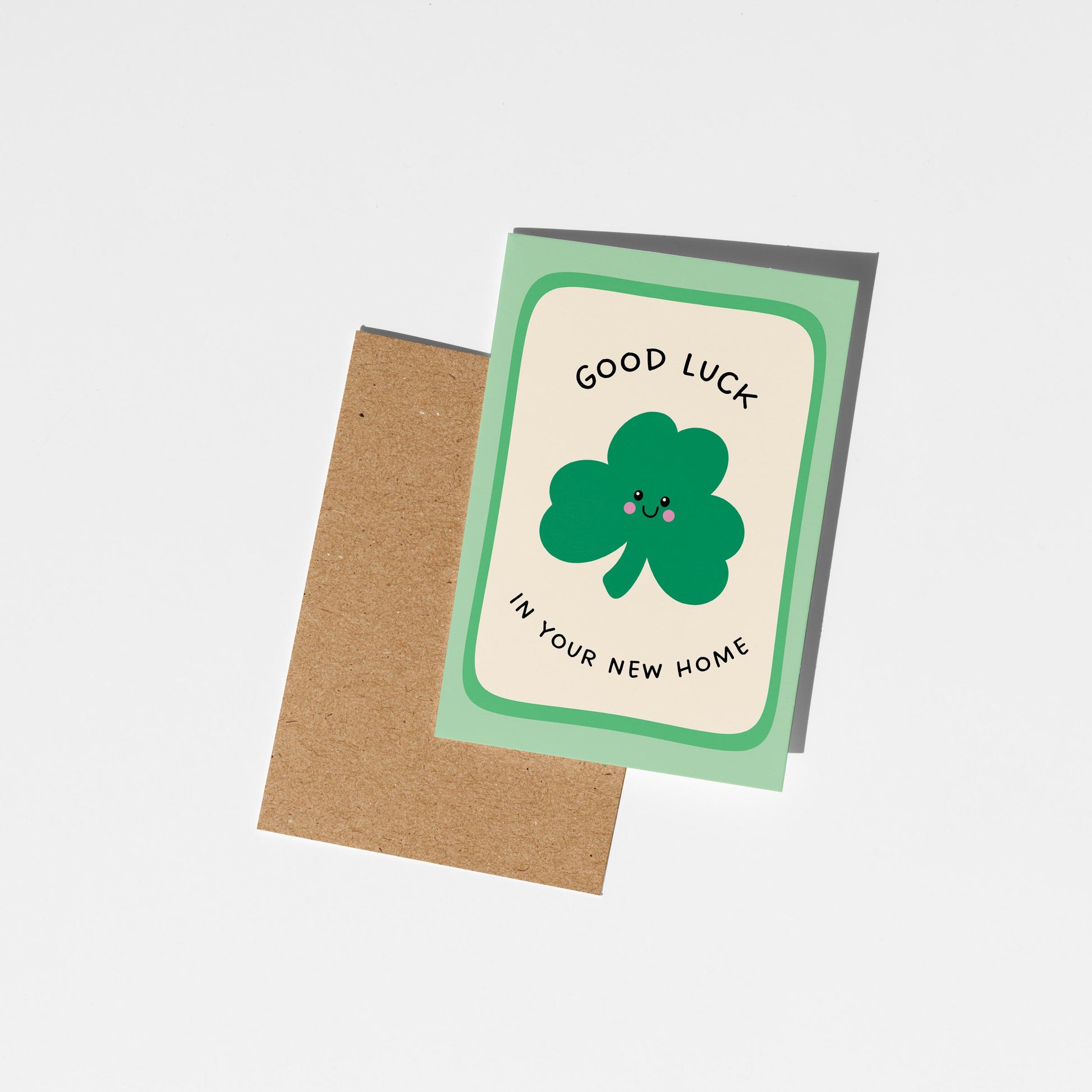 Good Luck in Your New Home Card, Shamrock New Home Card, Housewarming Card - PulpKo