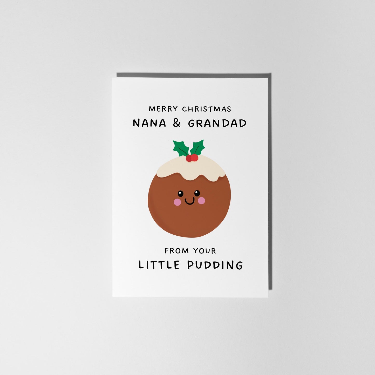 Merry Christmas Nana & Grandad From Your Little Pudding, Christmas Card for Grandparents from Grandkids - PulpKo