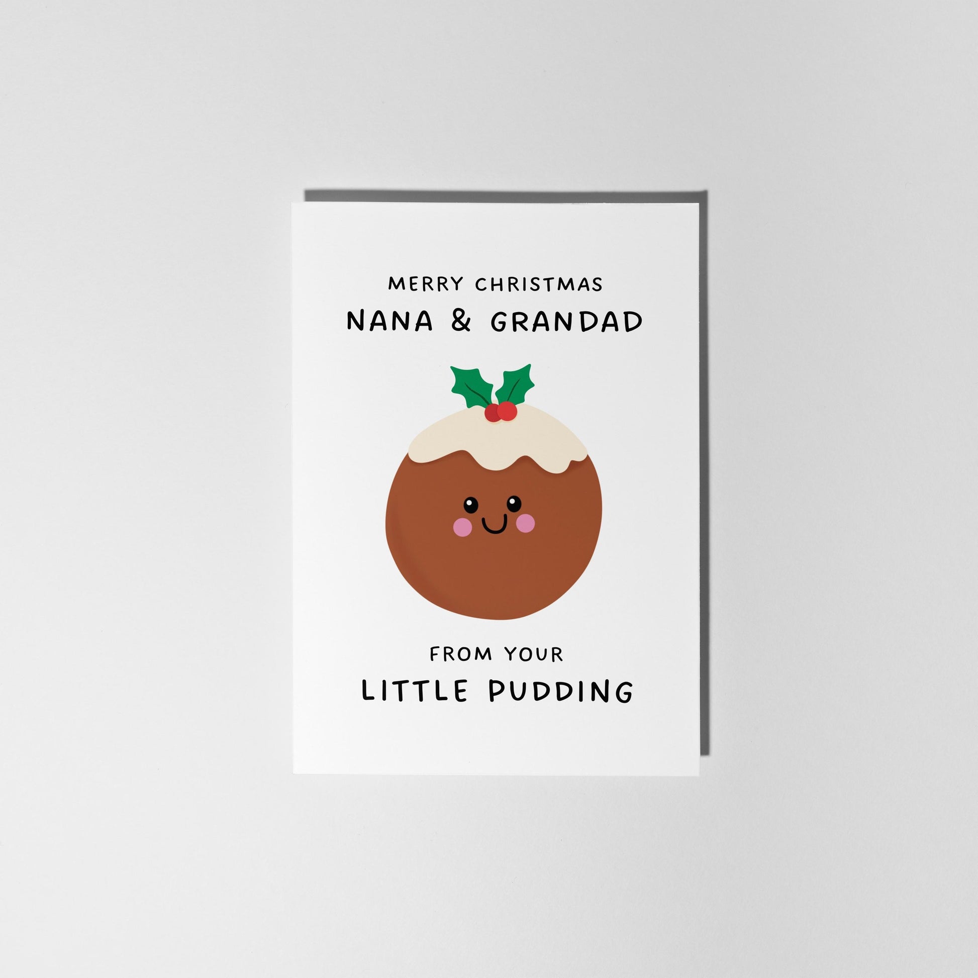Merry Christmas Nana & Grandad From Your Little Pudding, Christmas Card for Grandparents from Grandkids - PulpKo