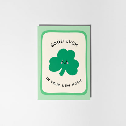 Good Luck in Your New Home Card, Shamrock New Home Card, Housewarming Card - PulpKo