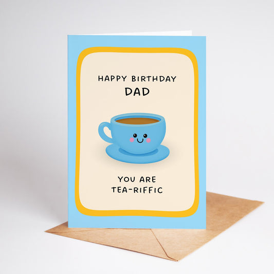 Dad Birthday Card, Tea-riffic Dad Birthday Card - PulpKo
