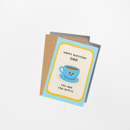 Dad Birthday Card, Tea-riffic Dad Birthday Card - PulpKo