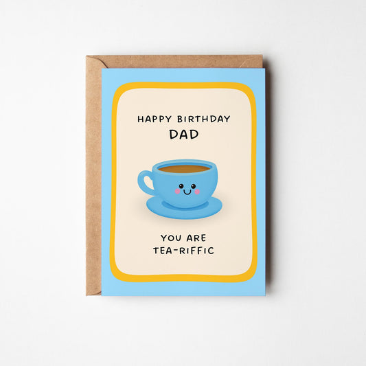 Dad Birthday Card, Tea-riffic Dad Birthday Card - PulpKo