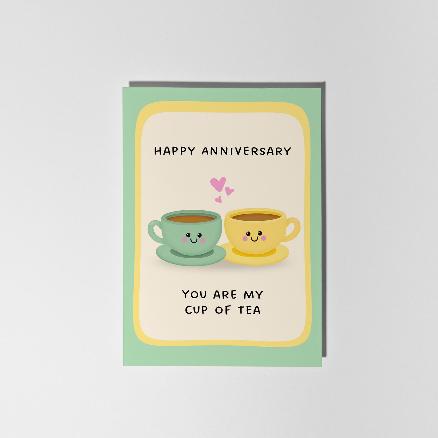 Happy Anniversary Card, You Are My Cup of Tea, Cute Tea Cup Anniversary Card for Partner, Wife, Husband or Couple - PulpKo