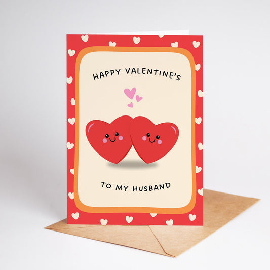 Valentine’s Card for Husband, Happy Valentine’s To My Husband, Cute Valentines Card for Him - PulpKo