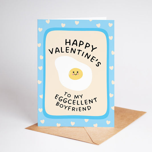 Funny Valentine’s Card for Boyfriend, Happy Valentine's to My Eggcellent Boyfriend - PulpKo