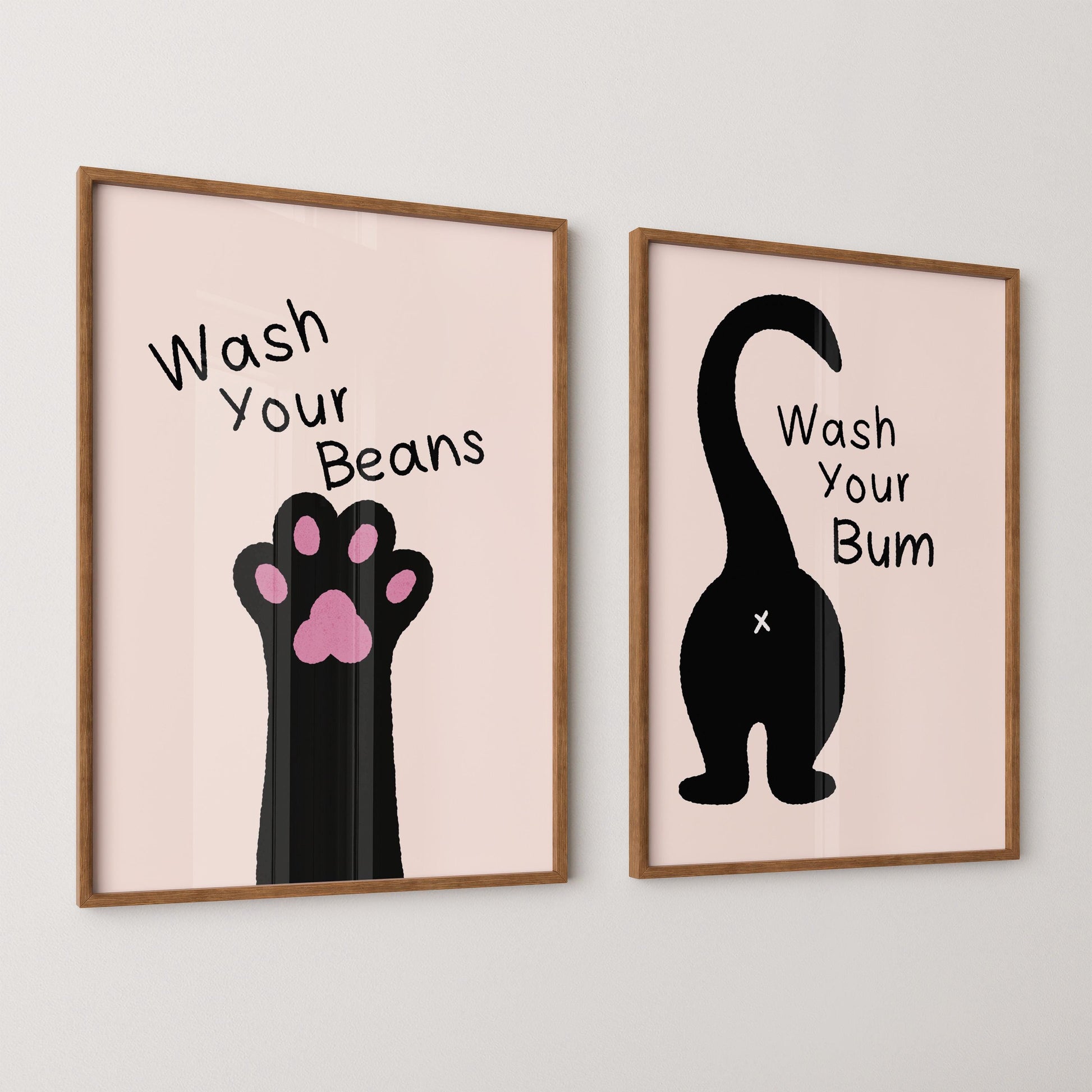 Wash Your Bum Cat Print, Funny Bathroom Wall Art - PulpKo