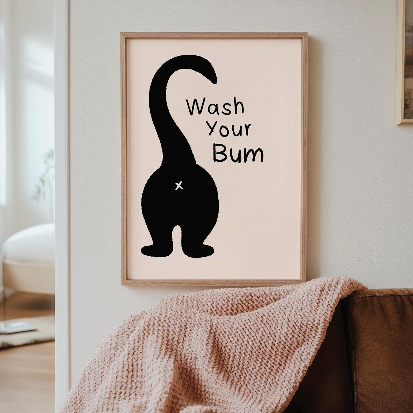 Wash Your Bum Cat Print, Funny Bathroom Wall Art - PulpKo