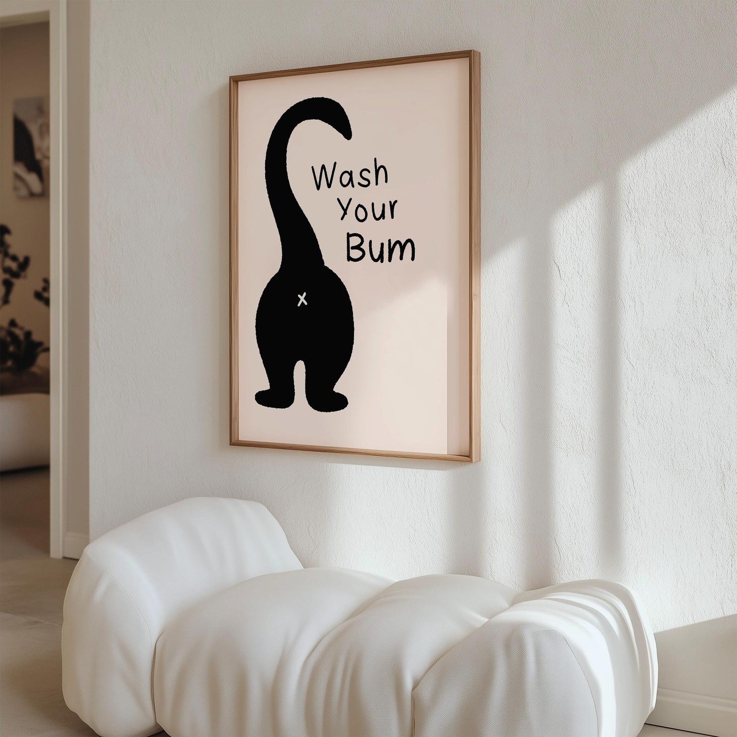 Wash Your Bum Cat Print, Funny Bathroom Wall Art - PulpKo