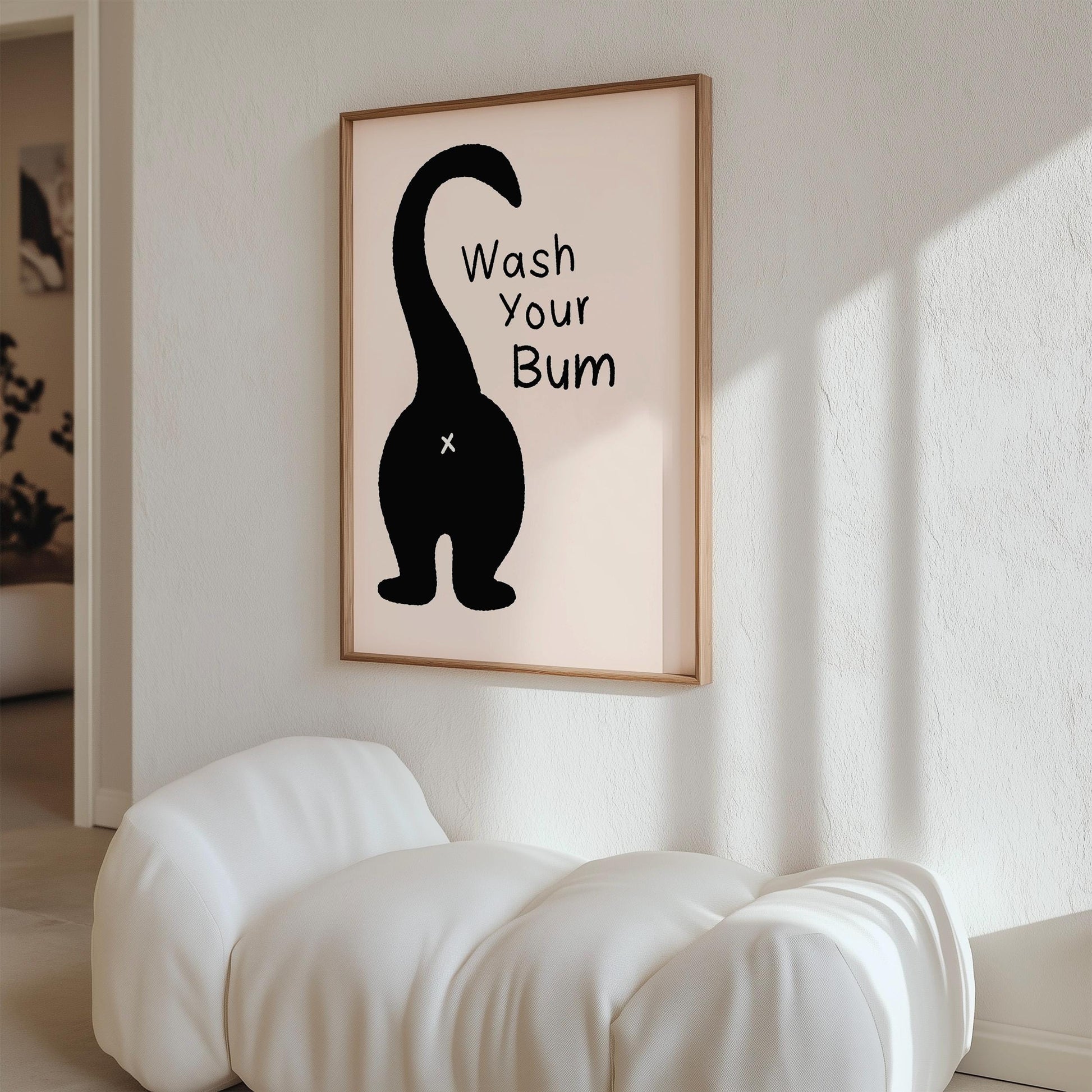 Wash Your Bum Cat Print, Funny Bathroom Wall Art - PulpKo