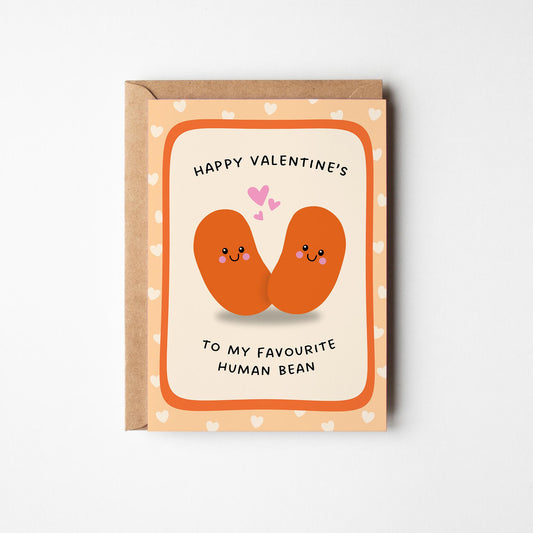 Cute Funny Valentine’s Card, To My Favourite Human Bean, Valentine’s Card for Partner, Boyfriend or Girlfriend - PulpKo